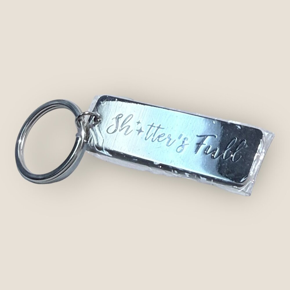 Sh*tters Full Silver Keychain Keyring Rectangular Tag Christmas Vacation